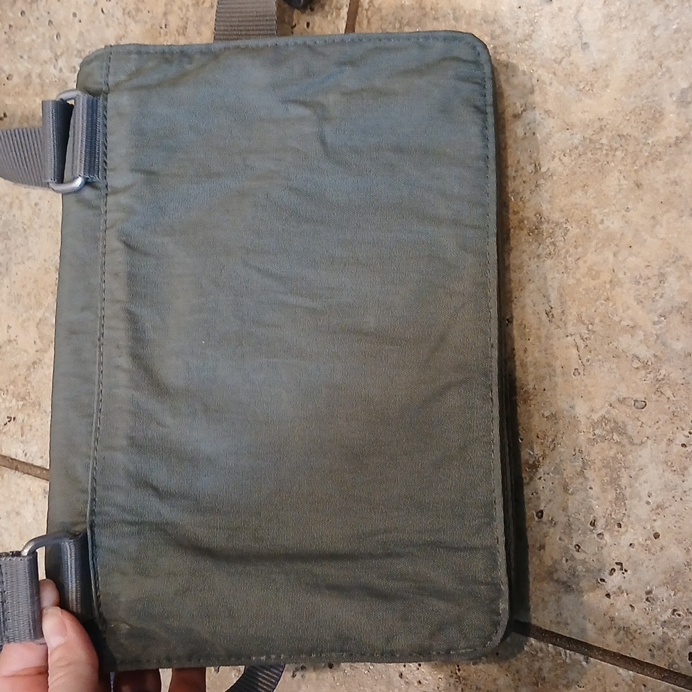 Baggallini Crossbody 3 Zipper Small Bag Gray Organizer Yellow Lined Triple 9×7×3 - Picture 9 of 10